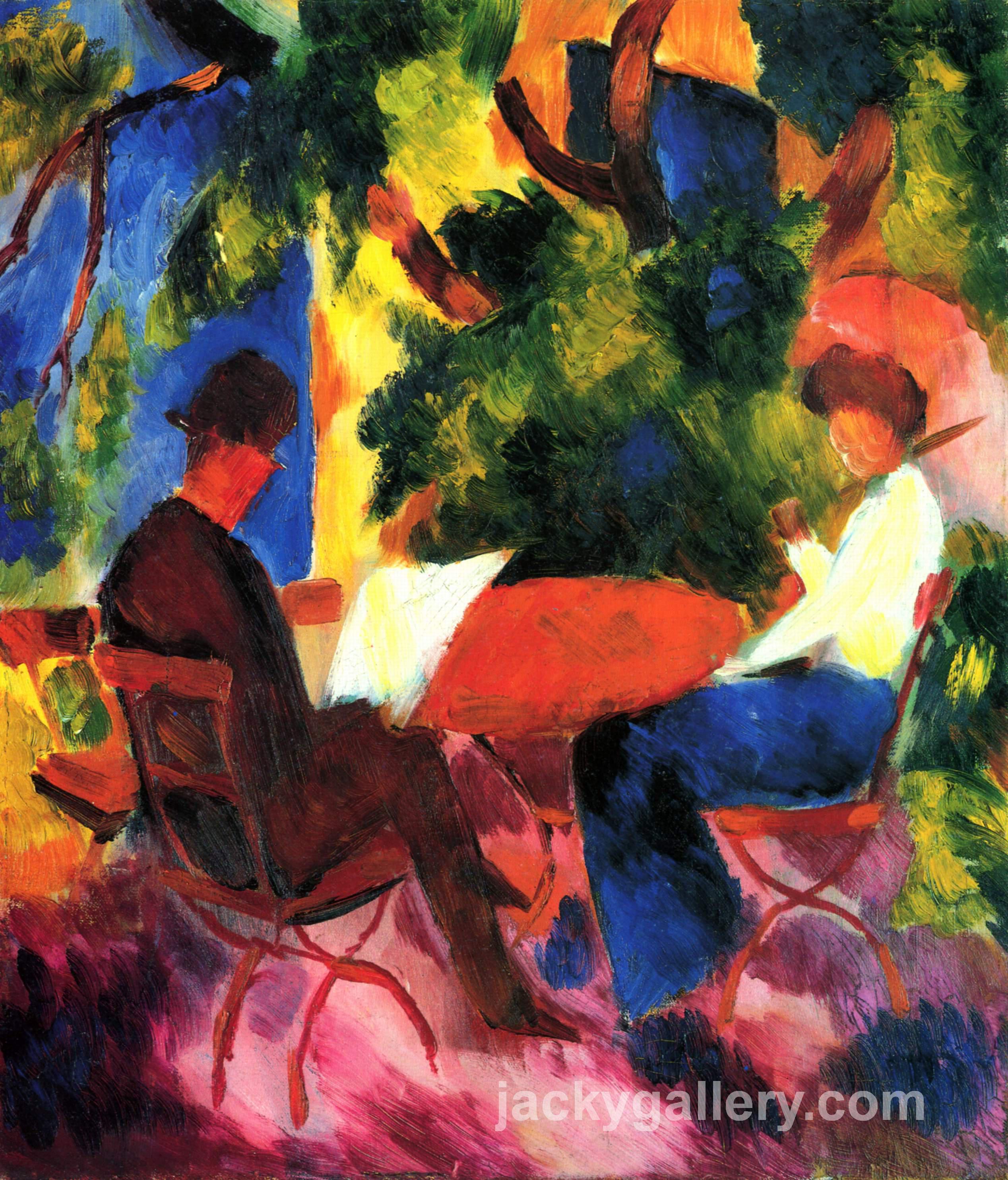 At the Garden Table, August Macke painting